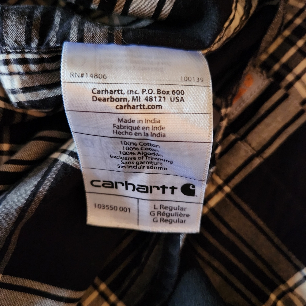 Carhartt Black Plaid Short Sleeve Shirt Relaxed Fit - Picture 7 of 8